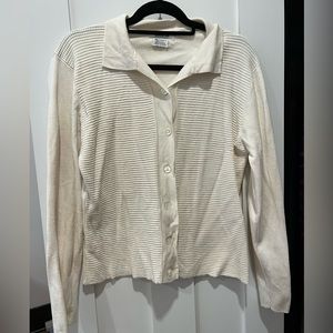 Cream silk ribbed cardigan